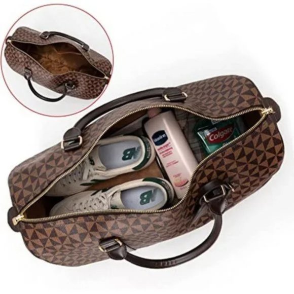 New Men's Travel Duffel Bag Leather - Picture 7 of 8